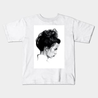 messy bun Kids T-Shirt